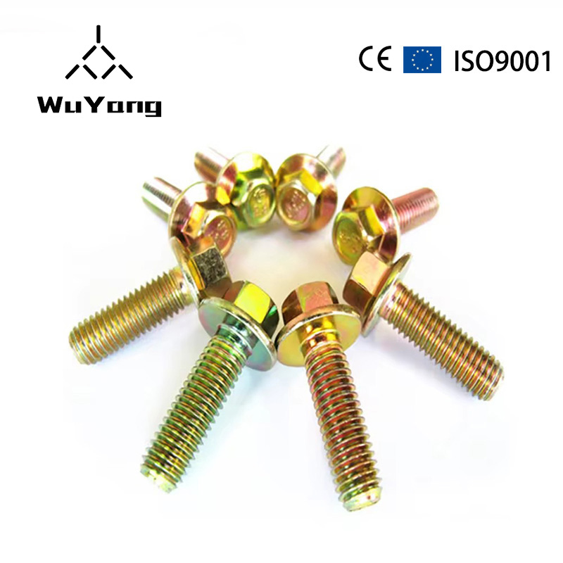 Factory Custom Yellow Zinc Plated Carbon Steel Hex Flange Head Bolt M6 M8 M10